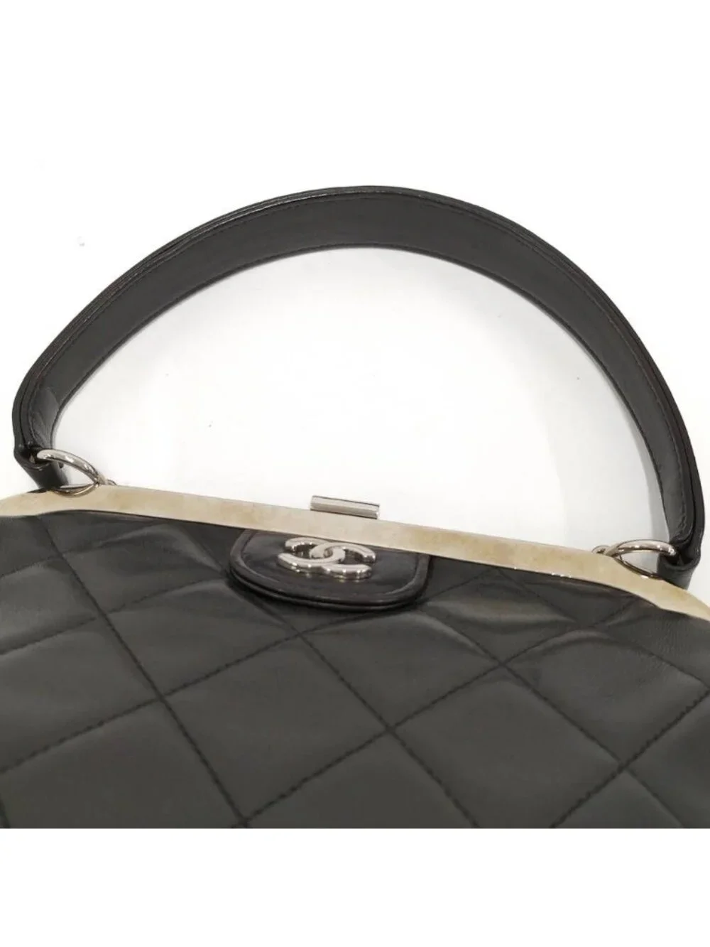 Chanel Vintage Quilted Kiss Lock Handbag One Handle